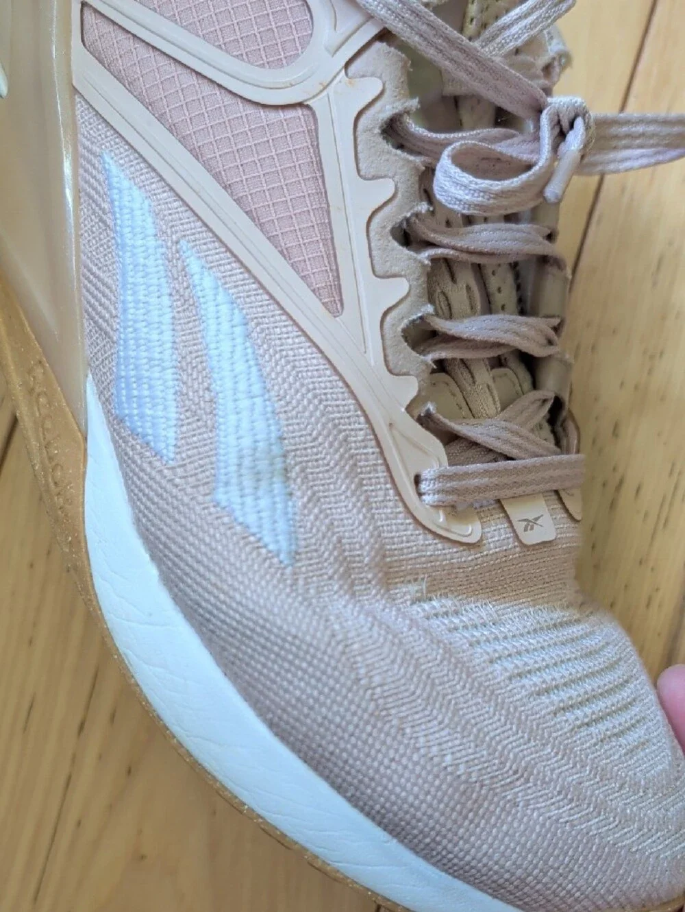 Reebok Light Beige Knit Lace-Up Sneakers